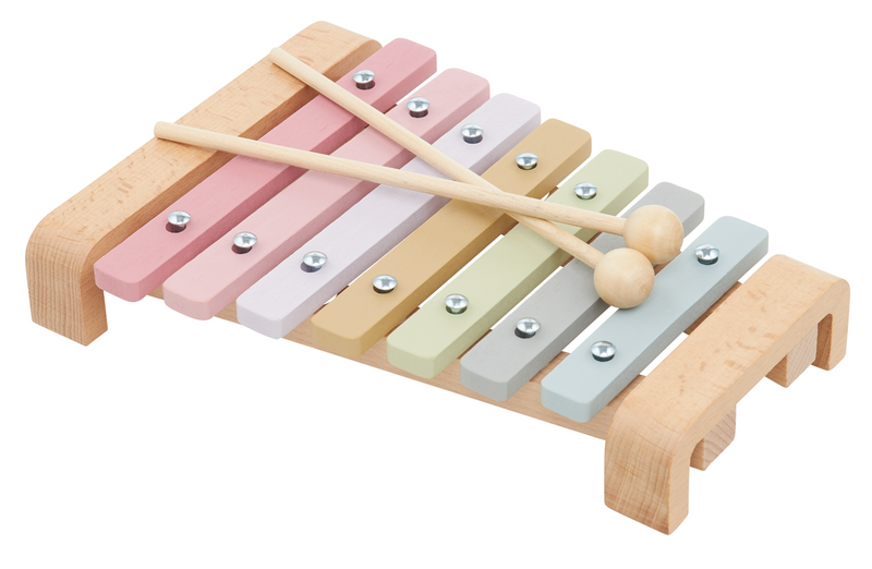 Pratos de madeira - xilofone para crianças, cores do arco-íris